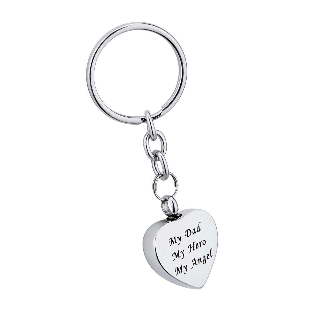 My Dad My Hero My Angel Heart Pendant Cremation Urn Keychain My Dad My Hero My Angel Heart Pendant Cremation Urn Keychain