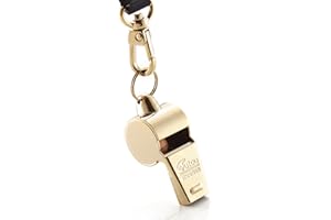 HUTOU L4820 Whistle, Brass Coach Sports Whistle with Lanyard, Loud Crisp Sound Whistle Ideal for Coaches, Referees, and Officials