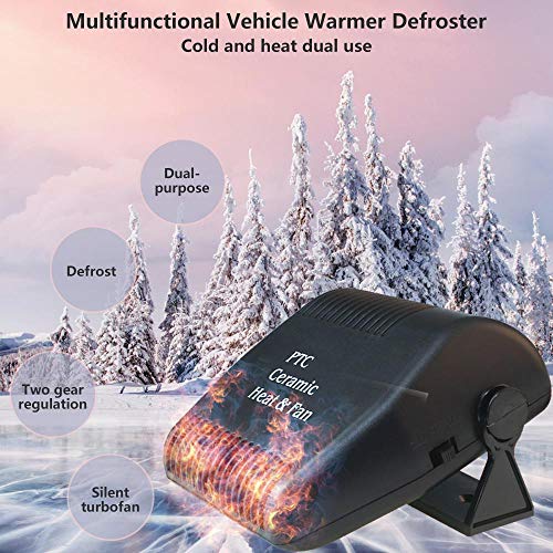 Lesgos 12V Portable Car Heater, 150W 2 in 1 Vehicle Windshield Defogger Defrostere, 30s Fast Heating Auto Ceramic Heater Cooling Fan Plug in Cigarette Lighter for Automobile Trucks RV SUV - Thumbnail 2