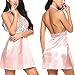 Sweetnight Sexy Halter Nightgown Satin Chemise Lace Babydoll Lingerie Sleepwear for Women