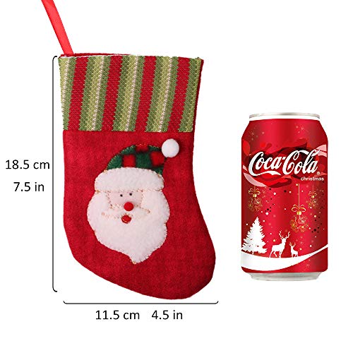 PartyBus 7.5 Inch Mini Christmas Stockings 12 Pack, 3D Small Embroidered Felt Xmas Tree Decorations Bulk, Gift Card Holders Cash Bags Holiday Treats for Family Coworkers Neighbors Kids Dogs Cats