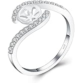 LGSY 925 Sterling Silver CZ Crisscross Infinity Love Rings for Pearl Jewelry Making, Design Ring Fittings/Settings/Mountings for Women