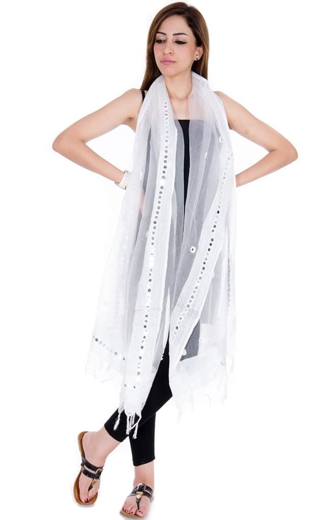 ooltah chashma women's tissue dupatta (dupt-026_white_free size)