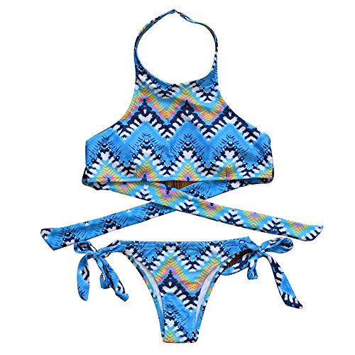 Smile Lemon Exotic Halter Bikini String Bikini Stripe Crisscross Bikini Swimwear