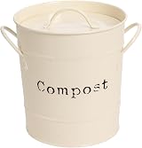Harbour Housewares Vintage Kitchen Compost Bin 3.2L Cream with Inner Liner