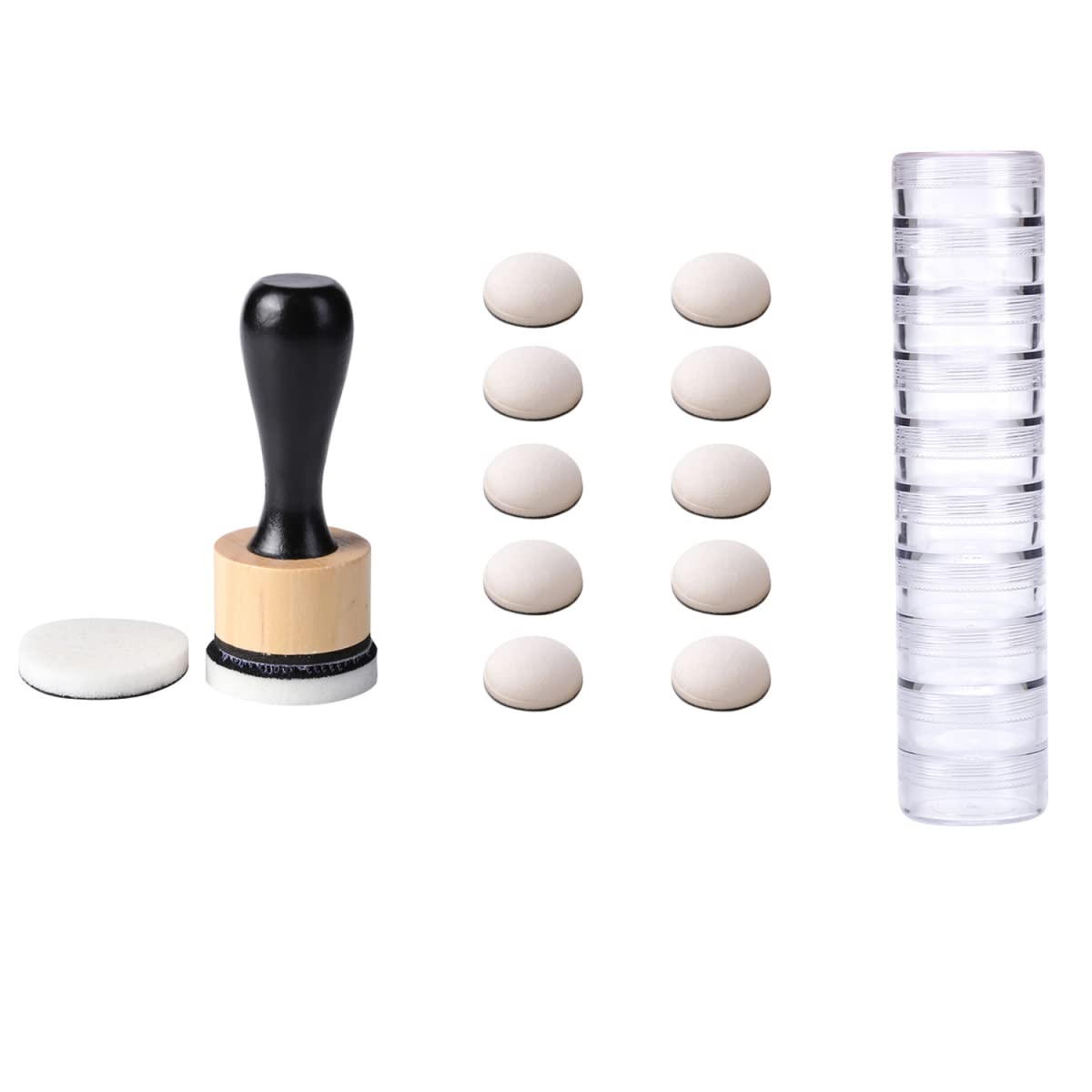 OTCRAFT 12PCS Mini Ink Blending Brushes Tools with Replacement Round Foams Refills Round Stackable Jars Storage Cases Set for Scrapbooking Painting Art Supplies Hand Tool Craft Cardmaking Drawing