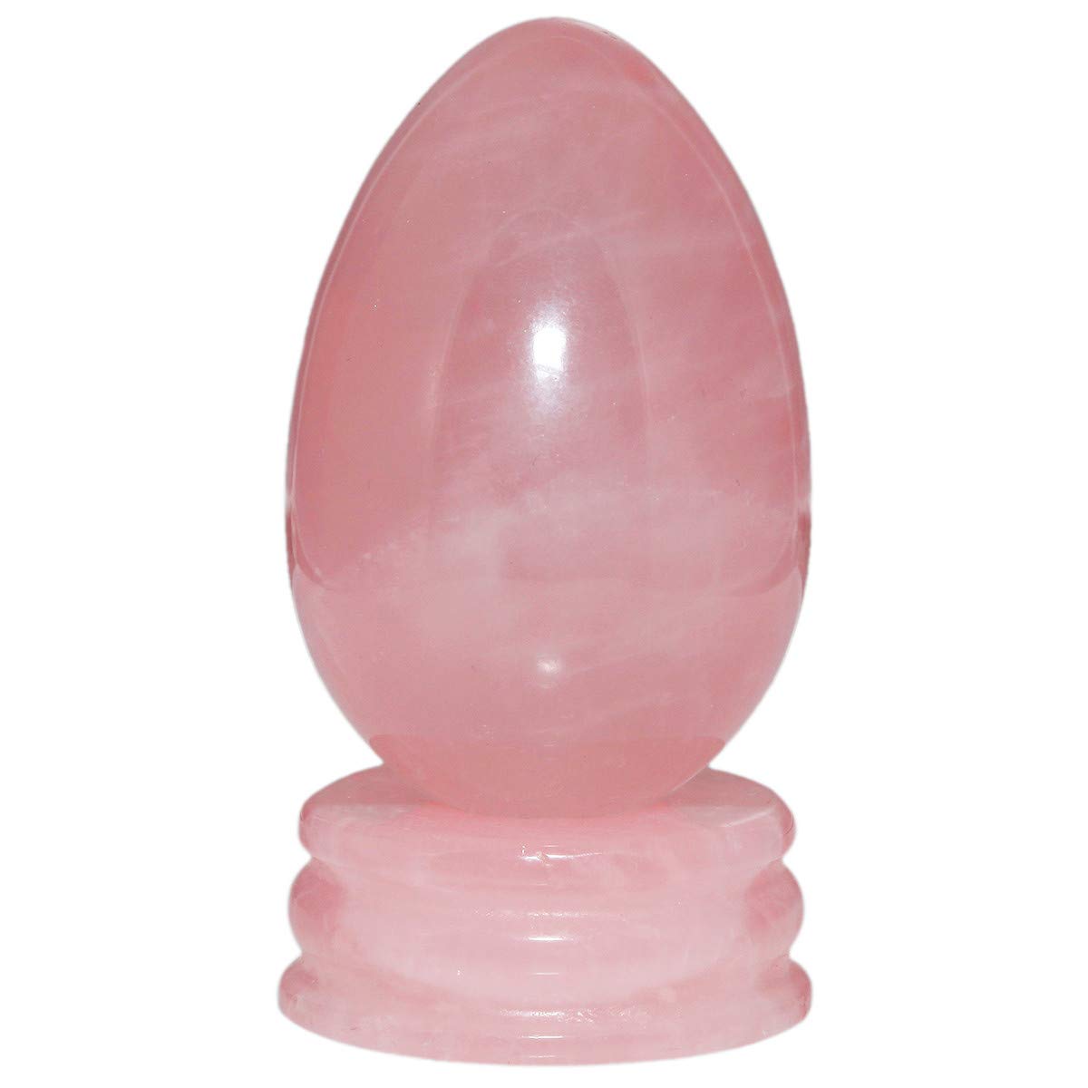 Nupuyai Crystal Egg with Stand for Home Decoration,Carved Polished Stone for Reiki Chakra Healing Rose Quartz
