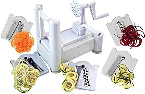 Spiral Vegetable Slicer 5-Blade Spiralizer harder root vegetables- Spiral Slicer, Vegetable Maker, Shredder Makes Zucchini Veggie Spaghetti Pasta Cut Vegetables in Minutes