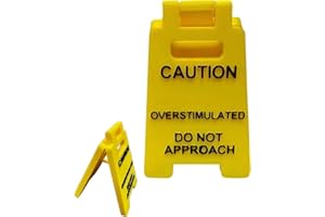 Caution Overstimulated Desk Sign, Funny Office Desk Signage Accessories Humor Mini Warning Caution Sign Fun Office Decor Gag 