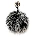 LITHER Genuine Fur Pom Pom Puff Ball Car Keyring / Bag Purse Charm Gray