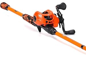 Sougayilang Fishing Rod and Reel Combo, Baitcasting Combo, IM7 Graphite Blank Rods,EVA Handle-2.08M with Left Handed- Orange