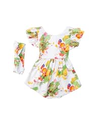 Apparel: Hollyhorse Infant Baby Girls Clothes Rompers Braces Backless Sunsuit Floral Dress Romper + Hair Band (XL(2-3T))