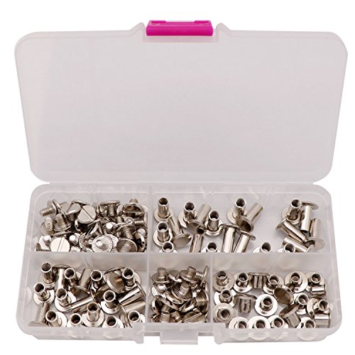 60 Set M5Ã—6/10/12mm Chicago Screw Binding Screws Posts Assortment Kit for Scrapbook Photo Albums Binding and Leather Saddles Purses Belt Repair