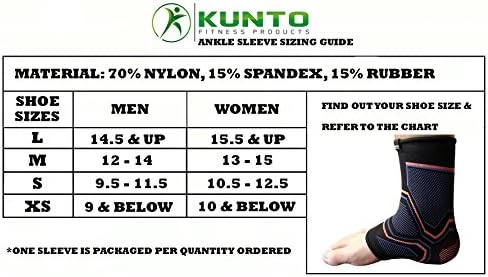 Kunto Fitness Ankle Brace Compression Support Sleeve for Injury Recovery, Joint Pain, Swelling, Plantar Fasciitis &amp; Achilles Tendon – Superior Arch Support Foot Socks for any Activity!