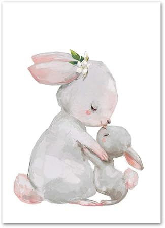 Sanwoodd Belle Bande Dessinee Lapin Renard Ballon Toile Peinture Image Mur Art Affiche Chambre Enfants Chambre Decor 4 40 50cm Amazon Fr Cuisine Maison