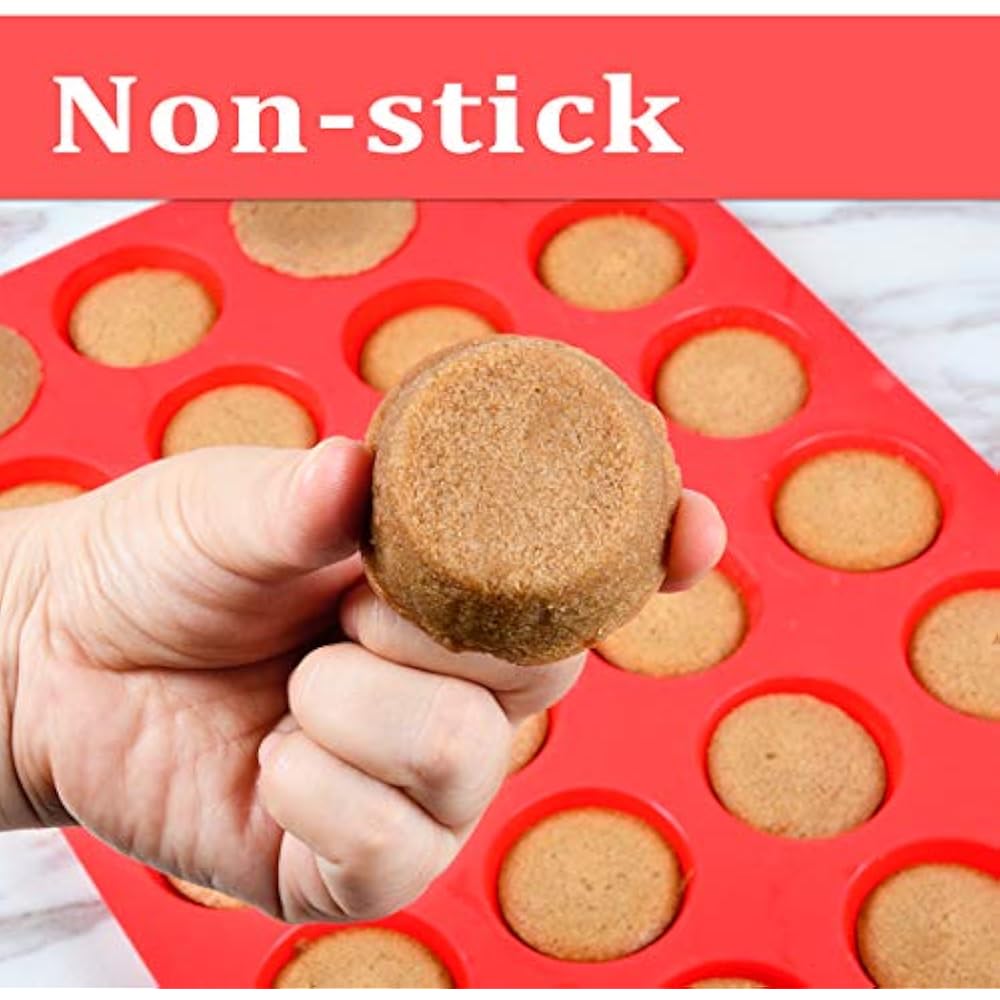 Silicone Muffin Pan Mini 24 Cups Cupcake Pan, Nonstick Baking 1 Pack