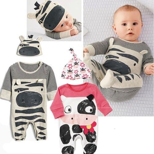 Newborn Baby Boy Girl Stripes Sleepwear Pajama Babygrows Baby Rompers Playsuits