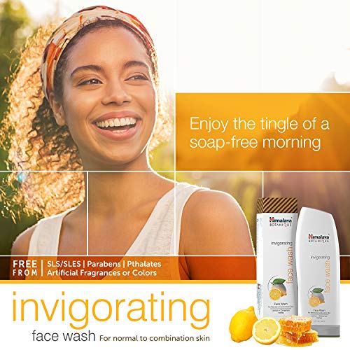 Himalaya Botanique Invigorating Face Wash for Normal to Combination Skin, Free-from Parabens, SLS and Phthalates, Hydrating Facial Cleanser with Lemon, Cinnamon and Honey, 5.07 oz (150 ml)