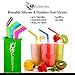 Silicone Straws By KJA: Set Of 6 Reusable Silicone And Stainless Steel Straws For 30 oz Yeti | Rtic Tumbler With Cleaning Brushes And Storage Pouch – Extra Long Multipurpose Straws For Drinks And More