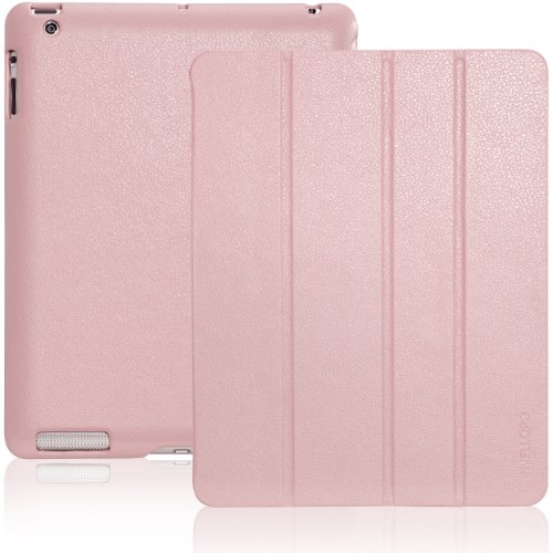 INVELLOP PINK Leatherette Case Cover for iPad 2 / iPad 3 / The New iPad (Built-in magnet for sleep/wake feature)