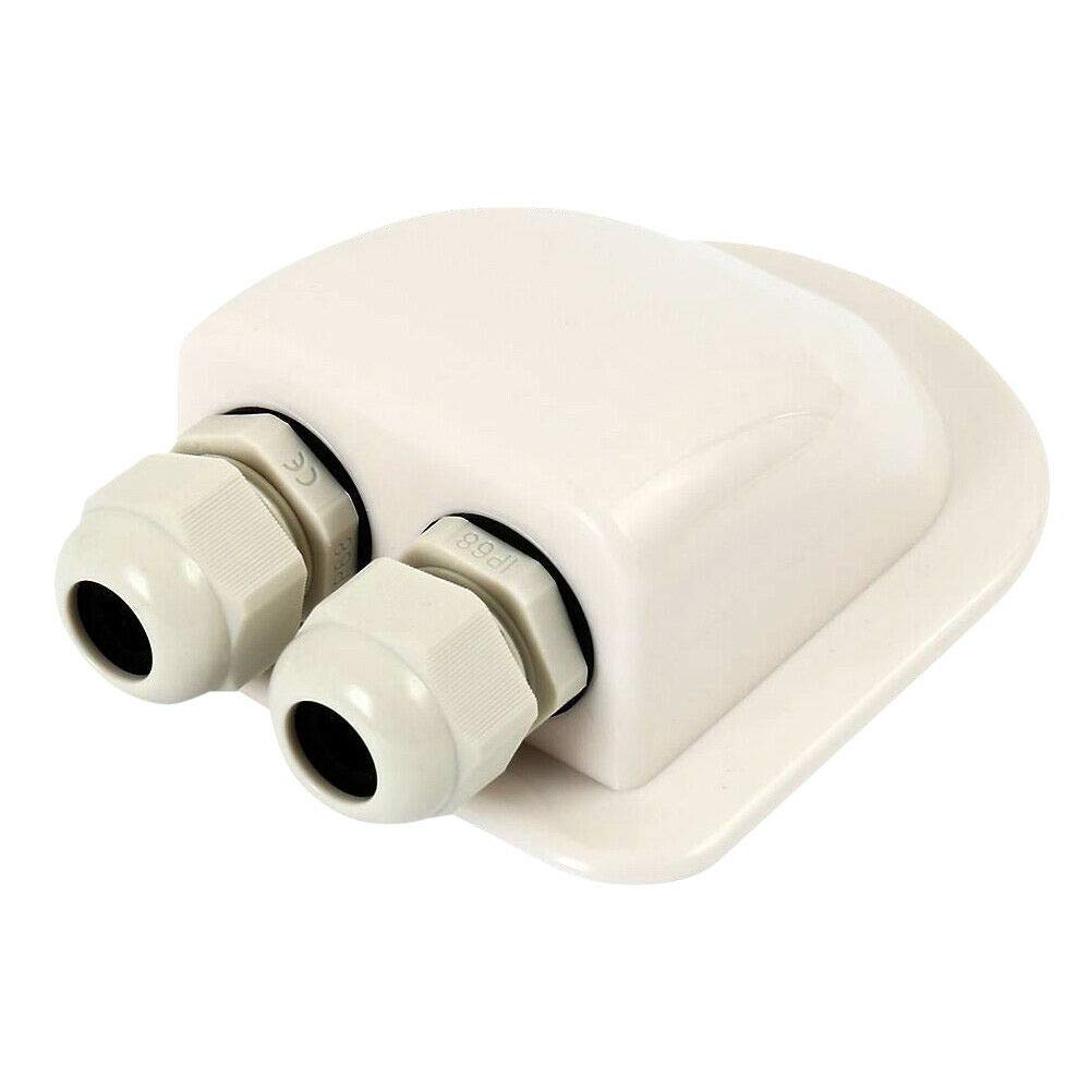 Roof Cable Entry Gland POWERTOOL IP68 Waterproof Double/Twin Cable Gland Box for Cable Diameter 6-12mm, for Motorhomes, Campervans, Caravans, Boats, Solar Panels, CCTV
