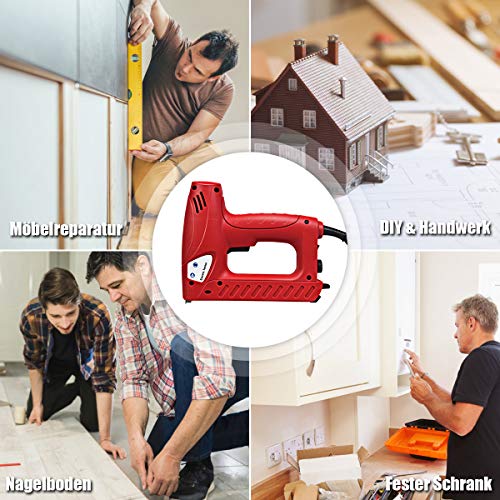 COSTWAY 2-in-1 Elektrischer Tacker Nagler Elektrisches Nagelpistolen Kit mit 1200 Tackerklammern und 300 Nägel / 20… – Bild 4