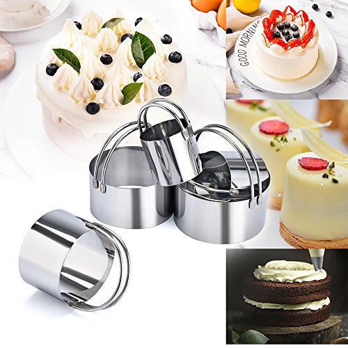 MASGALACC Pastry Scraper Biscuit Cutter Set (5 Pieces/Set) Stainless Steel Dough Blenders Round Cookie Cutter Set Multipurpose Scraper for Baking Pastry