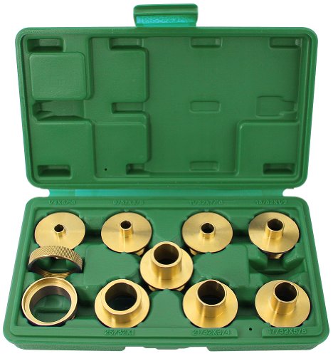 Woodtek 164258, Portable Power Tool Accessories, Routers & Trimmers, 10-Pcs Router Template Guide Bushing Set