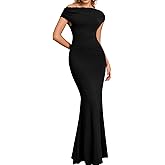 GLNEGE Formal Off The Shoulder Wedding Guest Maxi Dress Fall Elegant Bodycon Cocktail Party Dresses for Women