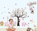 Cartoon Cute Monkeys Big Trees Removable Wall Stickers Home Decor Decals For Children's Room Nursery, Set Of 2 Sheets (elephant-tree)