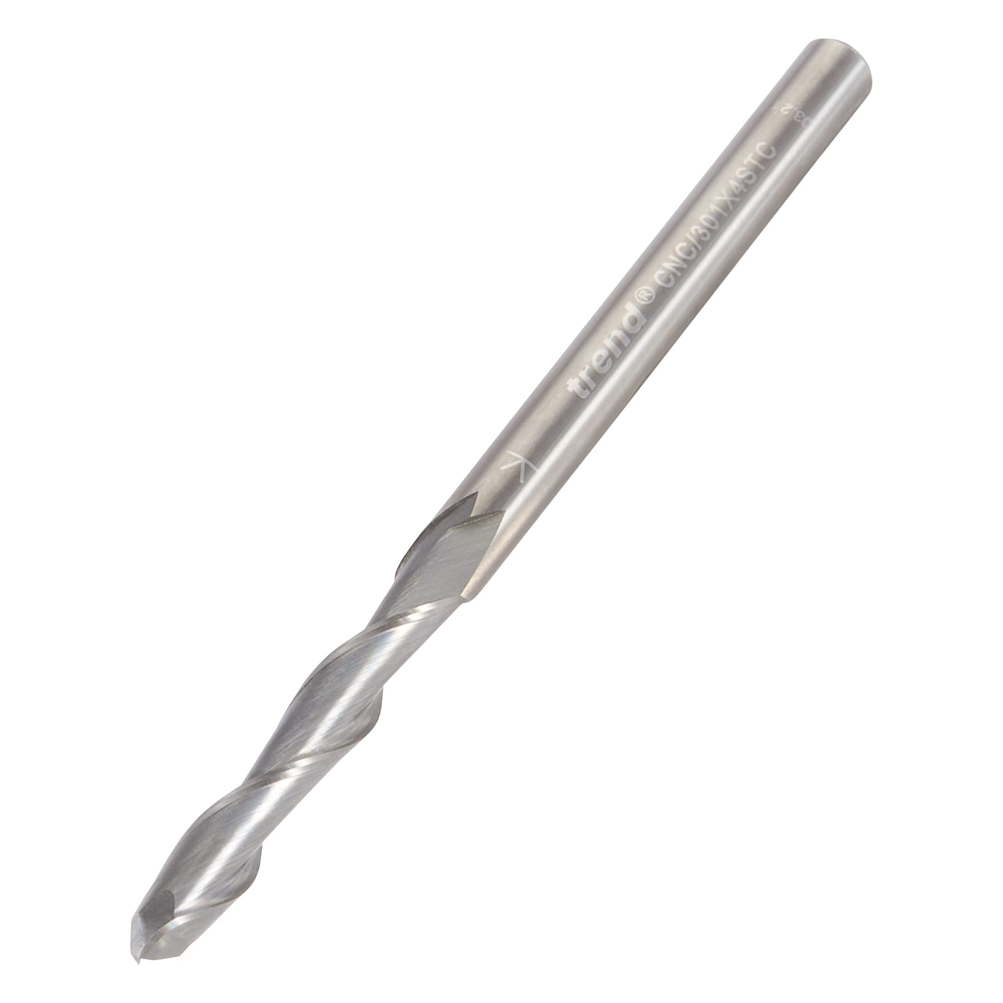 Trend CNC Bullnose Spiral Up-Cut Router Cutter, 4mm Shank with 4mm Cut Diameter and 25mm Cut Length, Solid Tungsten Carbide, CNC/301X4STC