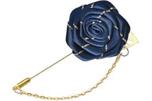 KILENER Flower Brooch Pin Rose Lapel Pins for Men Cloth Rose Flower with Gold Leaf Brooch Fashion Bridegroom Wedding Brooches Suit Flower Pins for Men Rose Pin Brooch Flower Accessories for Clothes