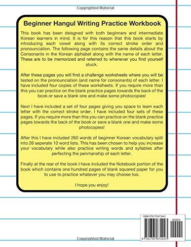 beginner hangul writing practice workbook learn to read the korean alphabet and practice your penmanship in this notebook learning korean pricepulse