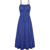 GRACE KARIN Women's Summer Maxi Dresses 2026 Beach Vacation Dress | Casual, Smocked Waist, Spaghetti Strap, Sleeveless, Boho 