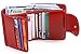 AINIMOER Women's Small Billfold Genuine Leather Tri-Fold Wallet with Zipper Pocket(Red)