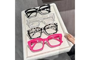 4-Pack Women'S Plastic Square Glasses - Oversized Round/Heart-Shaped/Rectangle Frames, Versatile All-Occasion Glasses