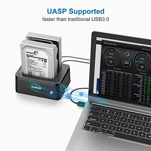 Hard Drive Dock, Inateck USB 3.0 to SATA Dual Bay External Hard Drive Docking Station for 2.5 or 3.5 HDD, SSD with Hard Drive Duplicator and Cloner Function, Support 10TB, FD2002 - Thumbnail 4