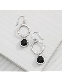 Plata de ley Silpada "Dark de Halo y ágata gota arete