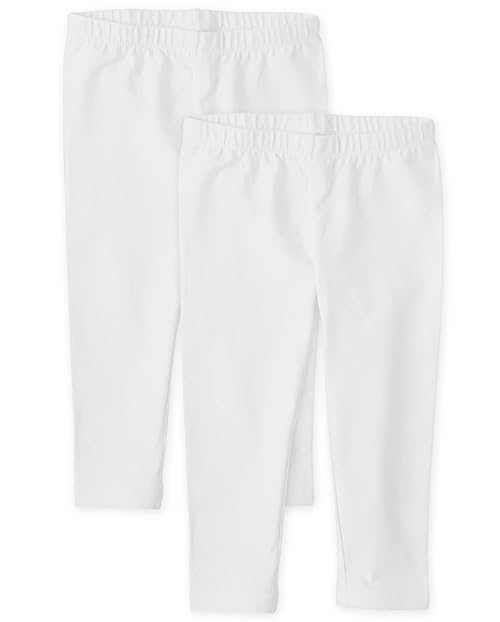 The Children's Place Girls Capri Leggings, White 2 Pack, X-Large