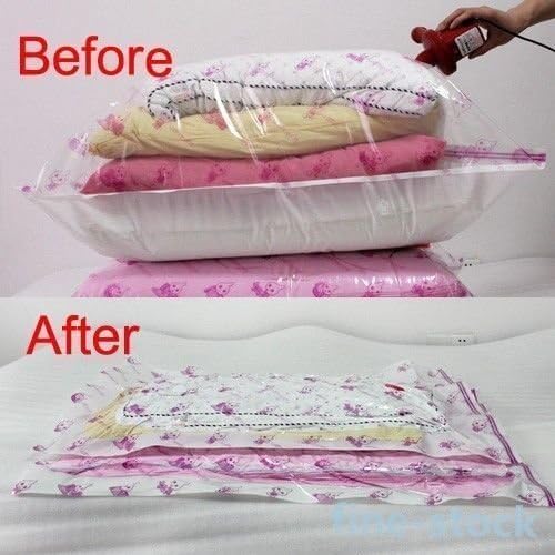 Cpixen New Vacuum Bag Transparent Border Foldable Extra Large Compressed Organizer Storage Bag Saving Space Seal Bags (80 X 120)