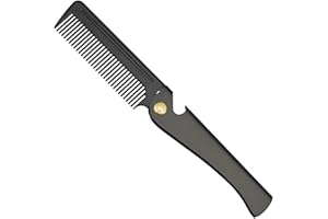 Stainless Steel Folding Comb, Pocket Comb for Men and Women, Black