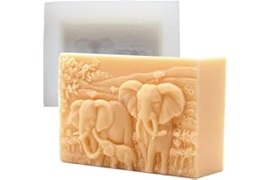 GRAINRAIN Silicone Soap Molds Kit l Soap Making Supplies l Moldes de Silicona para Resina l Candle Making Silicone Molds (Elephant Family 11200)