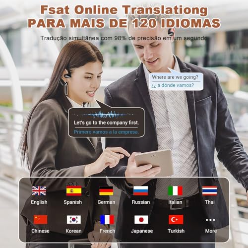 Fone Tradutor Simultâneo, Tradutor de Idiomas em Tempo Real, Fone Tradutor, Tradutor Instantaneo, Preto