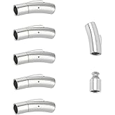 UNICRAFTALE 6Pcs Bracelet Clasps 304 Stainless Steel Bayonet Clasps Column Leather Cord Clasps Tube Jewelry Clasps with Push Button Necklace Clasps for Jewelry Making 6mm Hole