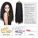 22inch Curly Faux Locs Crochet Hair Goddess Locs Crochet Braiding Hair Braids Mambo Hair Extension 24Roots/Pack (5pack, 1B#)