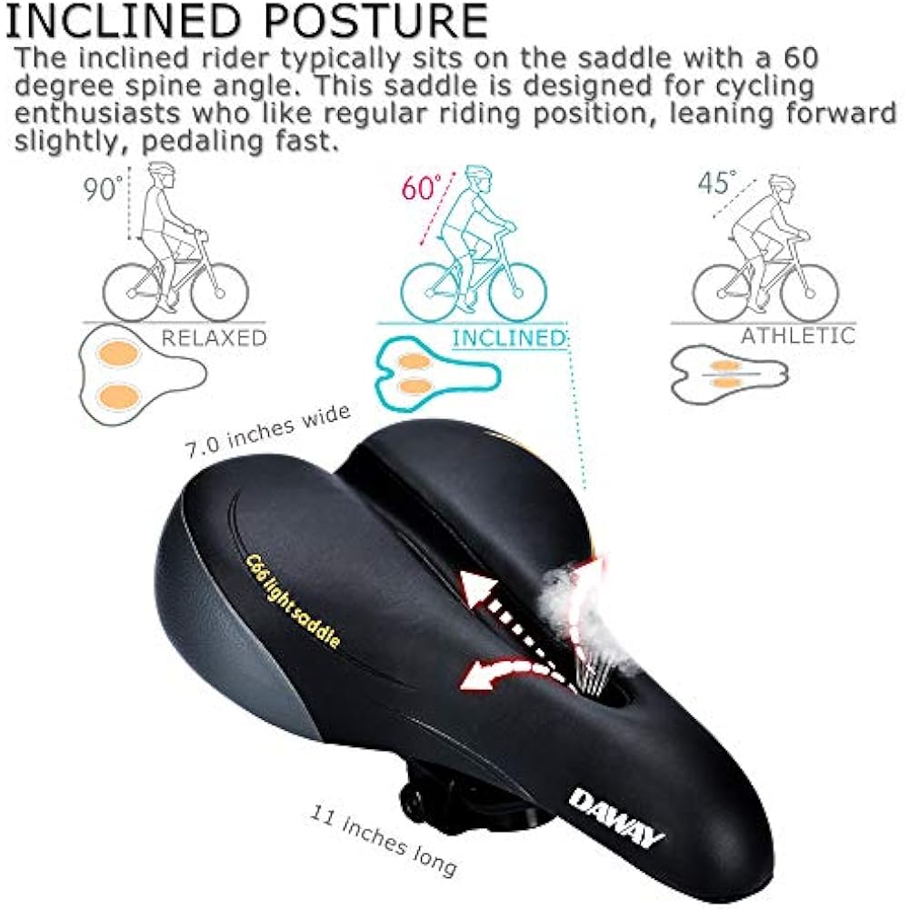 Comfortable Men Women Bike Seat C66 Foam Padded Leather Road Mountain