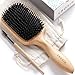 Hair Brush CHOSIN Boar Bristle Hair Brush Natural Wooden Boars Paddle Detangling Cushion Hairbrush for Women Men Kids Good for Thick Long Short Dry Damaged Curly Wavy Frizzy Fine Hair