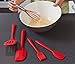 Joyoldelf Premium Silicone Kitchen Utensils Set (5 Piece) in Hygienic Solid Coating-Turner,Large Spatula,Small Spatula,Basting Brush,Whisk