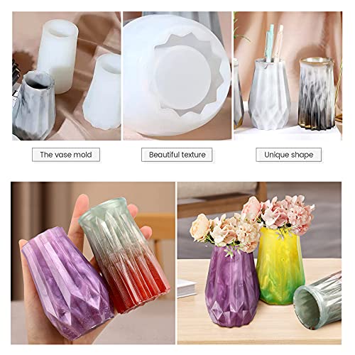 Resin Molds 3Pcs Vase Resin Silicone Mold,Craft Makeup Brush Holder
