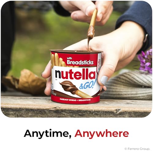 Nutella & GO! Chocolate Hazelnut Spread with Cocoa + Breadsticks, 12 Snack Packs, 1.8 oz Each